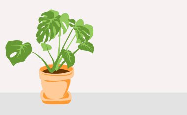 Gri arka planda bir tencerede canavar..