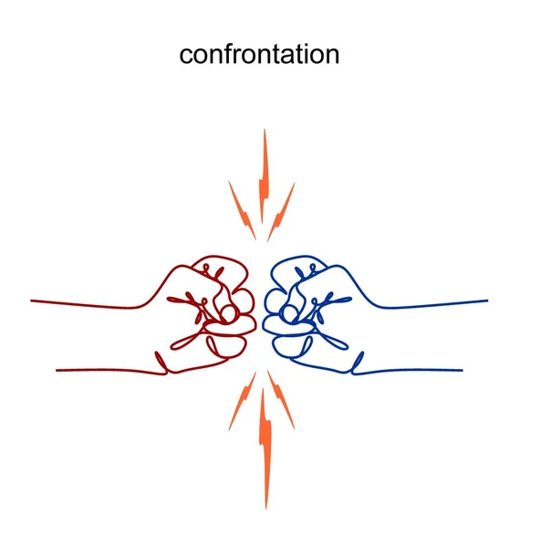 Σχέδιο Γραμμής Των Χεριών Μια Σύγκρουση Συμβιβασμό Διαφωνία Και Αγώνας — Φωτογραφία Αρχείου