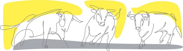 中国の暦によると2021年の牛の新年とグリーティングカード 線形ベクトル図 — ストック写真