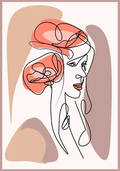 Непрерывное Рисование Одной Линией Женского Изображения Спа Услуги Парикмахерская Женщин — стоковое фото