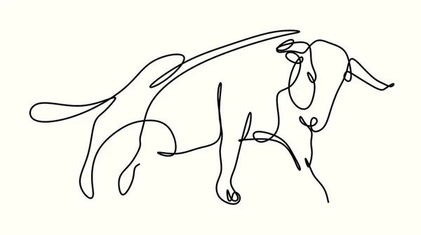 Continuous Drawing Single Bull Line — Stock Photo, Image