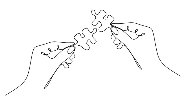 Desenho Contínuo Horizontal Com Uma Única Linha Com Quebra Cabeças — Fotografia de Stock