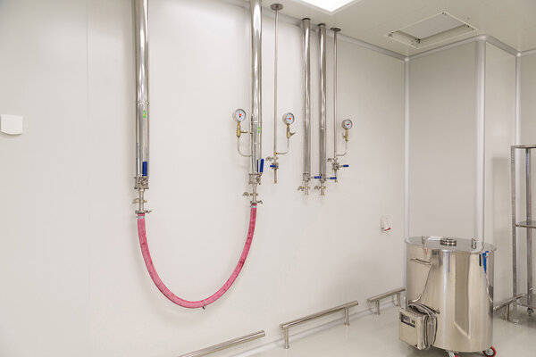 Photo production, clean room with stainless steel hardware