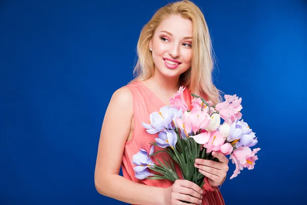 Girl with flowers — Stock Photo, Image