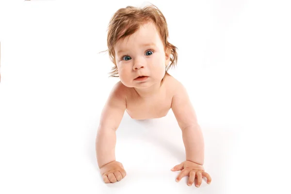 Baby with long hair — Stock Photo, Image