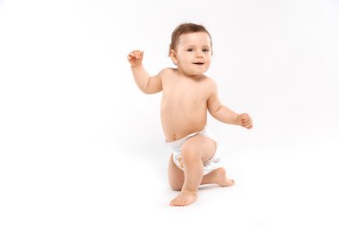 gülümseyen çıplak küçük bebek 