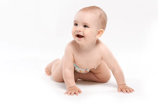 Søt baby ligger naken – stockfoto