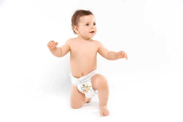 Bebé en pañales arrastrándose —  Fotos de Stock