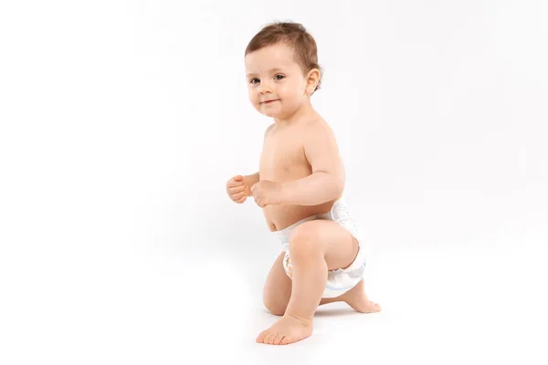 Mosolyogva meztelen kisbaba — Stock Fotó
