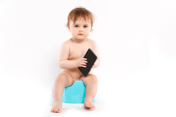 Kid on potty — Stock Photo, Image