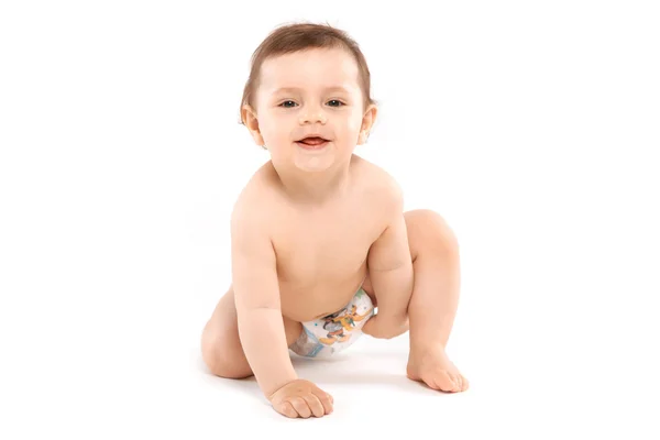 Small boy sits in diapers Royalty Free Stock Photos