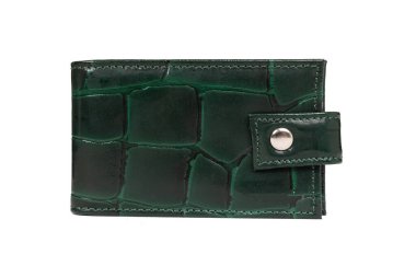 Para depolamak için deri cüzdan. Beyaz arkaplanı kapat.