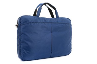 Dizüstü bilgisayarı korumak için mavi tekstil çantası