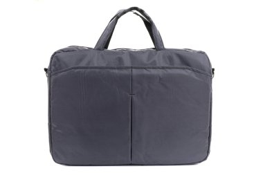 Dizüstü bilgisayarı korumak için gri tekstil çantası.