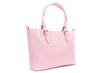 Pembe zarif bayanlar pahalı deri çanta.