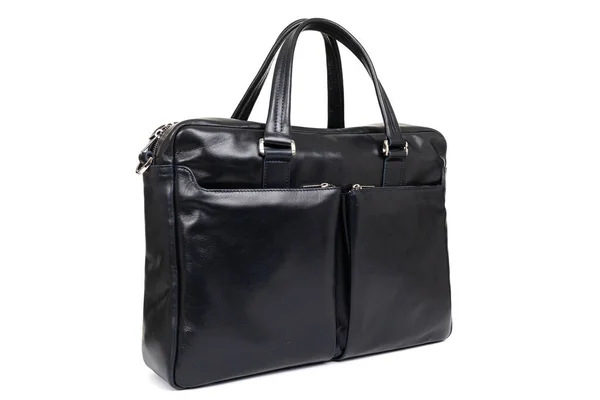 Klassisk mens business bag närbild på vit ren bakgrund — Stockfoto