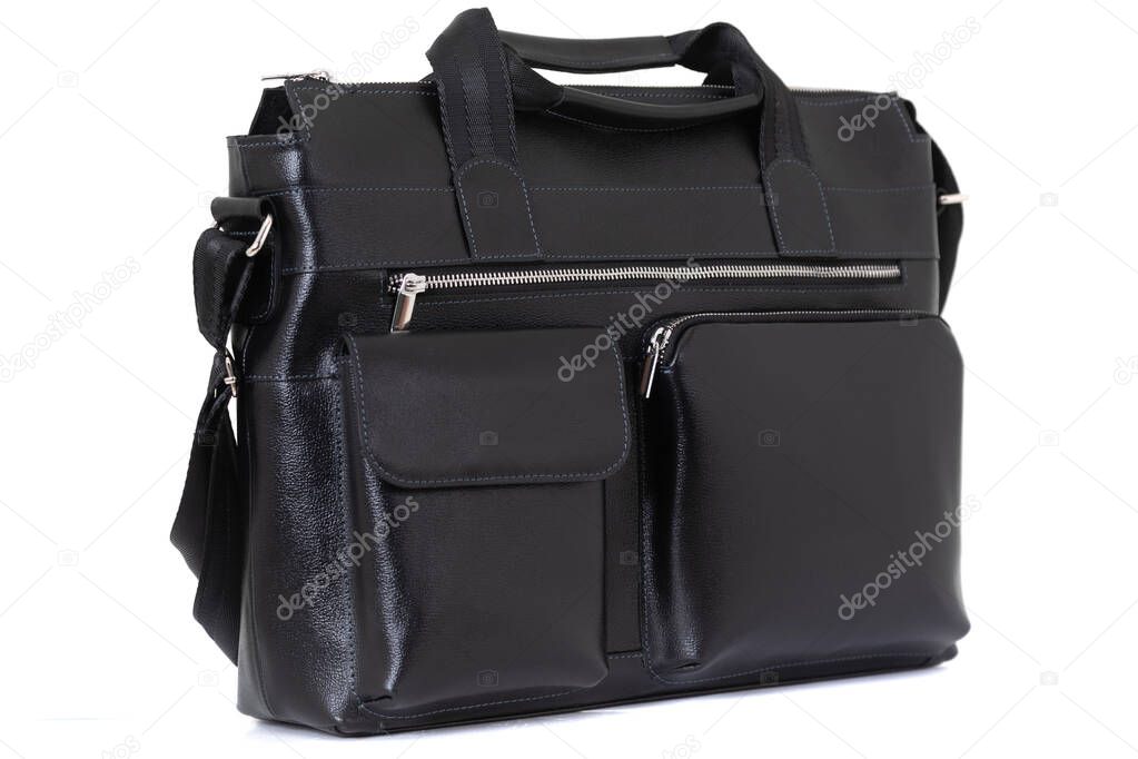 mens business accessory, stylish business designer briefcase - handmade genuine leather bag