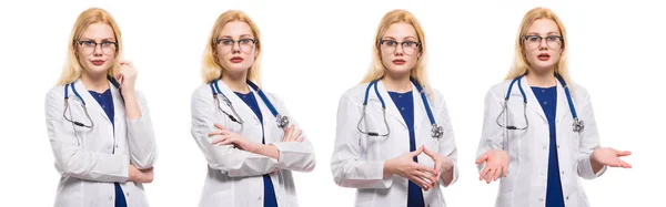 Collage of photo: Woman doctor with stethoscope — Stock Photo, Image