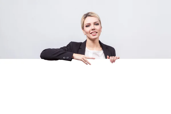 Studio portrait on white background successful business woman in — Φωτογραφία Αρχείου