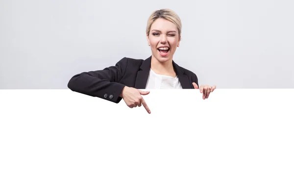 Studio portrait on white background successful business woman in — Stockfoto