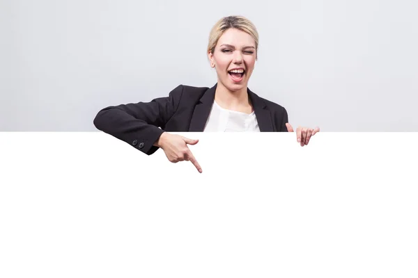 Studio portrait on white background successful business woman in — Stockfoto