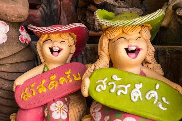 Thai Smile Clay Dolls — Stock Photo, Image