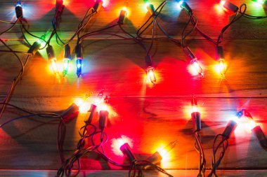 Ahşap arka plan için ışıkları Noel.