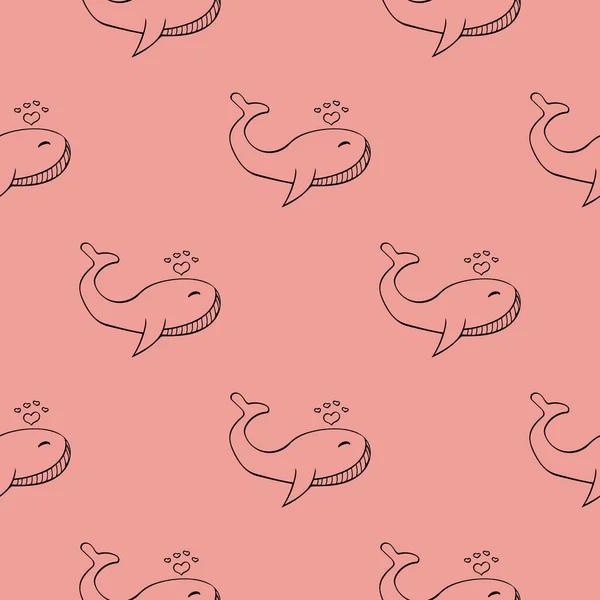 Mignon Délicat Motif Sans Couture Avec Des Baleines Sur Fond Images De Stock Libres De Droits