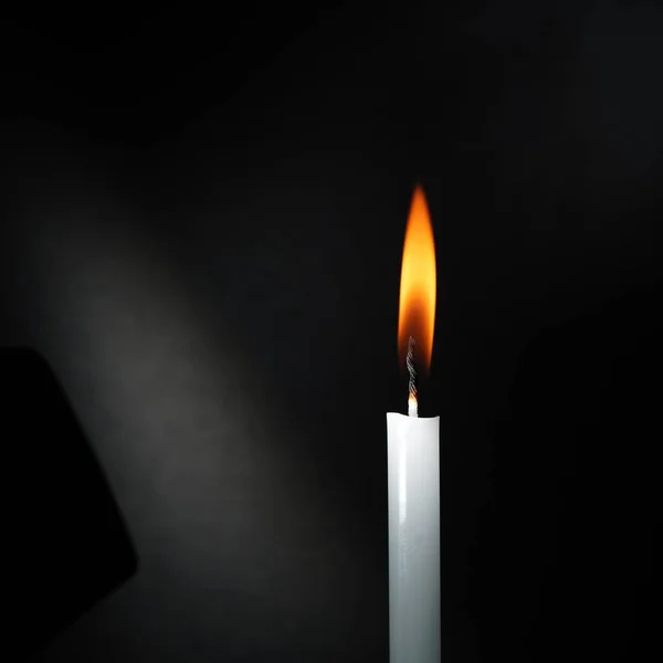 White Candle Flame Isolated Black Background Religious Concept Belief Peace — Stock Photo, Image