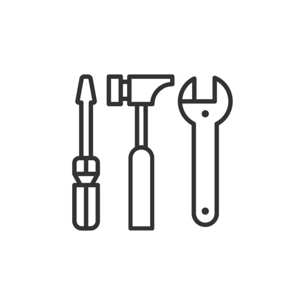 螺丝刀 锤子和扳手图标 基本工具包符号现代简单矢量图标 — 图库矢量图片