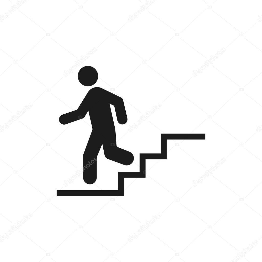 Staircase icon isolated on white background. Downstairs symbol modern, simple, vector, icon for website design, mobile app, ui. Vector Illustration