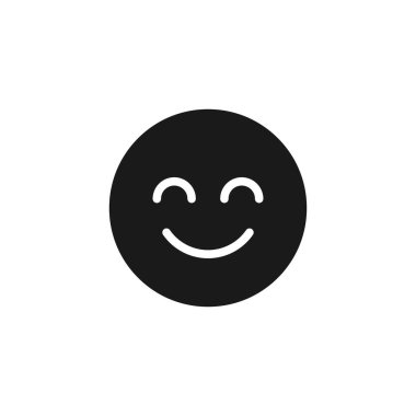 Beyaz arkaplanda izole edilmiş mutlu emoji simgesi. Smiley emoticon sembolü modern, basit, vektör, web sitesi tasarımı için simge, mobil uygulama, ui. Vektör İllüstrasyonu