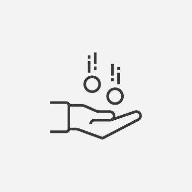 Arka planda el simgesi olan para izole edildi. İnternet sitesi tasarımı için modern, basit, vektör, simge, mobil uygulama, ui. Vektör İllüstrasyonu