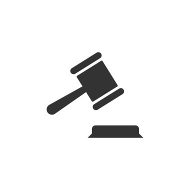 Yargıç Gavel simgesi beyaz arka planda izole edildi. Adalet sembolü modern, basit, vektör, web sitesi tasarımı için simge, mobil uygulama, ui. Vektör İllüstrasyonu.