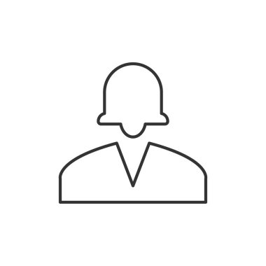 Beyaz arkaplanda izole edilmiş kadın silueti simgesi. Kadın sembolü, modern, basit, vektör, web sitesi tasarımı için simge, mobil uygulama, ui. Vektör İllüstrasyonu.