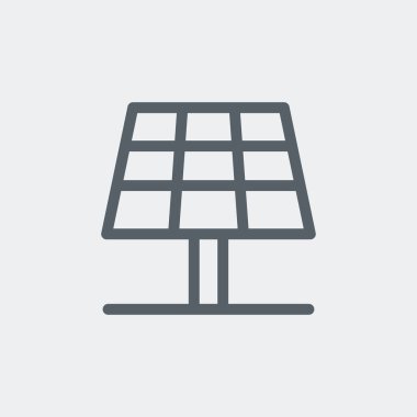 Arka planda güneş paneli simgesi izole edildi. Çevre sembolü modern, basit, vektör, web sitesi tasarımı için simge, mobil uygulama, ui. Vektör İllüstrasyonu