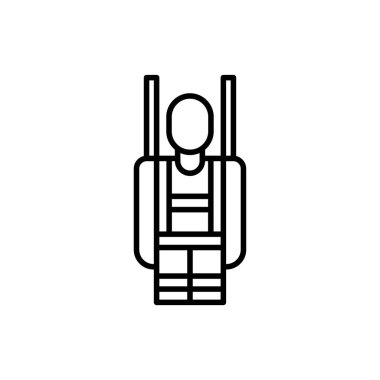 Koşum ikonu olan bir işçi. Güvenlik koşum sembolü modern, basit, vektör, web sitesi tasarımı için simge, mobil uygulama, ui. Vektör İllüstrasyonu