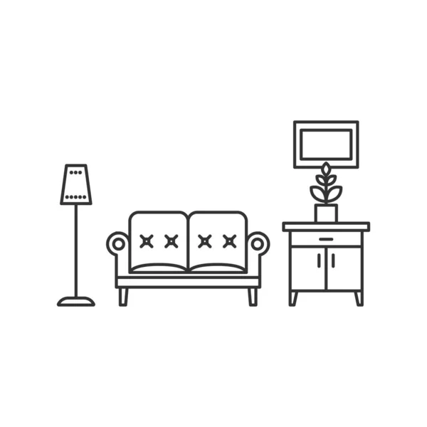 Icono Habitación Aislado Sobre Fondo Blanco Apartamento Símbolo Moderno Simple — Vector de stock