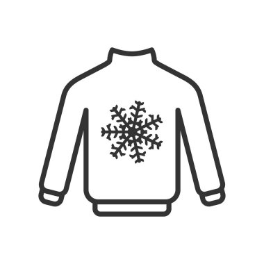 Beyaz arka planda izole edilmiş Noel süveteri ikonu. Kazak sembolü modern, basit, vektör, web sitesi tasarımı için simge, mobil uygulama, ui. Vektör İllüstrasyonu