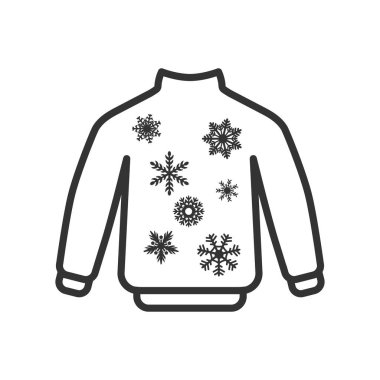 Beyaz arka planda izole edilmiş Noel süveteri ikonu. Kazak sembolü modern, basit, vektör, web sitesi tasarımı için simge, mobil uygulama, ui. Vektör İllüstrasyonu