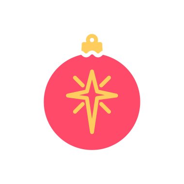 Beyaz arka planda izole edilmiş renkli Noel balosu ikonu. Yılbaşı takı sembolü modern, basit, vektör, web sitesi tasarımı için simge, mobil uygulama, ui. Vektör İllüstrasyonu