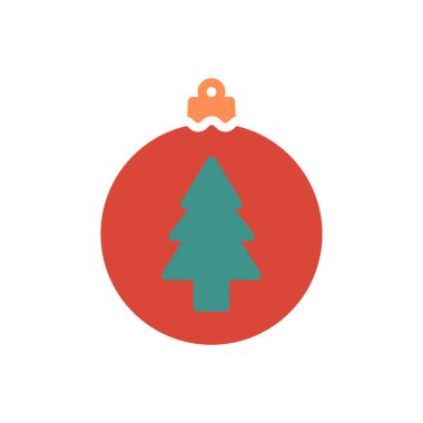 Beyaz arka planda izole edilmiş renkli Noel balosu ikonu. Yılbaşı takı sembolü modern, basit, vektör, web sitesi tasarımı için simge, mobil uygulama, ui. Vektör İllüstrasyonu