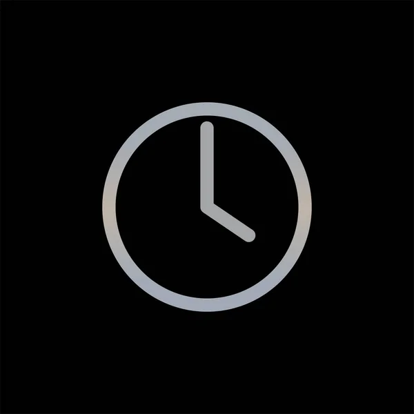Icona Dell Orologio Isolata Sfondo Nero Time Symbol Moderno Semplice — Vettoriale Stock
