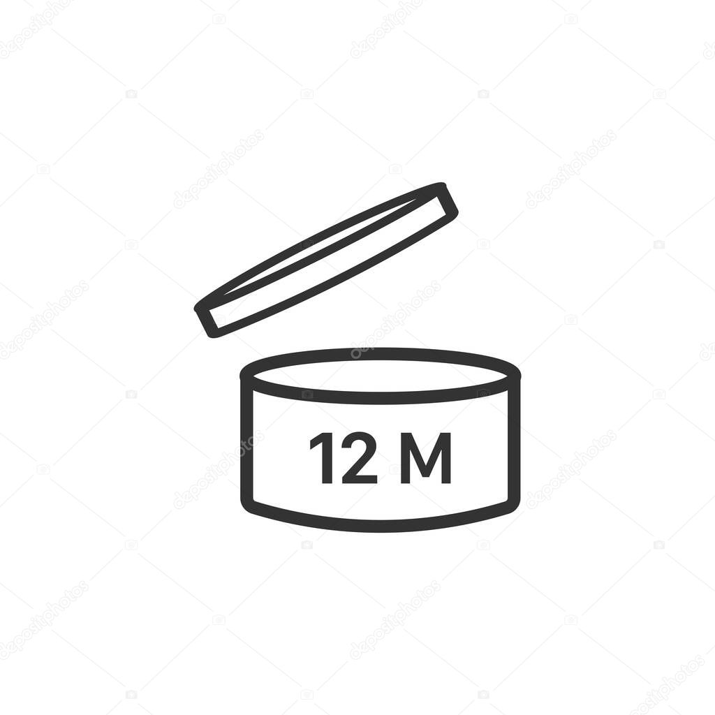 Expiration date 12 months icon. Period after opening symbol modern, simple, vector, icon for website design, mobile app, ui. Vector Illustration