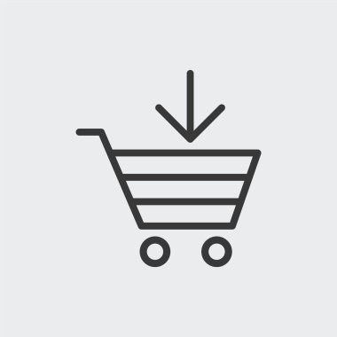 Alışveriş arabası simgesi arka planda izole edildi. Trolley sembolü modern, basit, vektör, web sitesi tasarımı için simge, mobil uygulama, ui. Vektör İllüstrasyonu