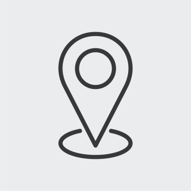 Arkaplanda konum simgesi izole edildi. Harita sembolü modern, basit, vektör, web sitesi tasarımı için simge, mobil uygulama, ui. Vektör İllüstrasyonu