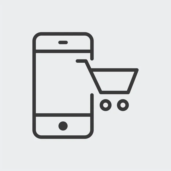 Online Shopping Ikon Isolerad Bakgrunden Smartphone Symbol Modern Enkel Vektor — Stock vektor