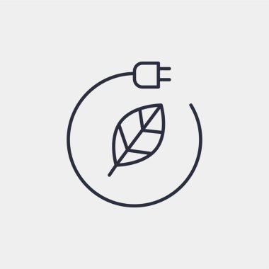 Arka planda eko enerji ikonu izole edildi. Çevre sembolü modern, basit, vektör, web sitesi tasarımı için simge, mobil uygulama, ui. Vektör İllüstrasyonu