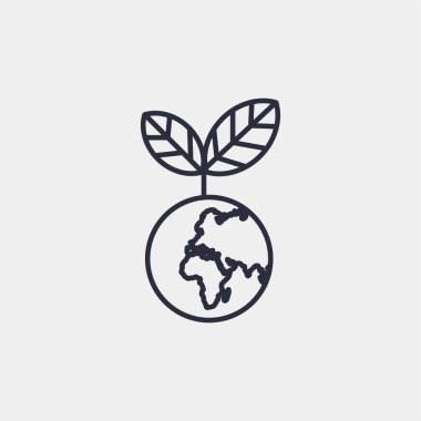 Arka planda eko dünya simgesi izole edildi. Çevre sembolü modern, basit, vektör, web sitesi tasarımı için simge, mobil uygulama, ui. Vektör İllüstrasyonu