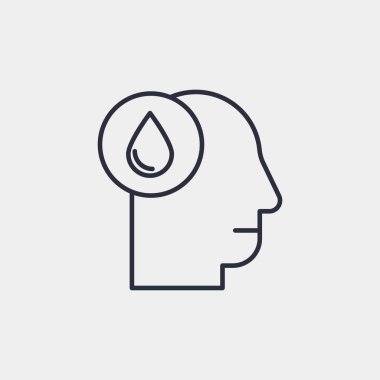 Arka planda indirme simgesi olan bir kafa. İnsan sembolü modern, basit, vektör, web sitesi tasarımı için simge, mobil uygulama, ui. Vektör İllüstrasyonu